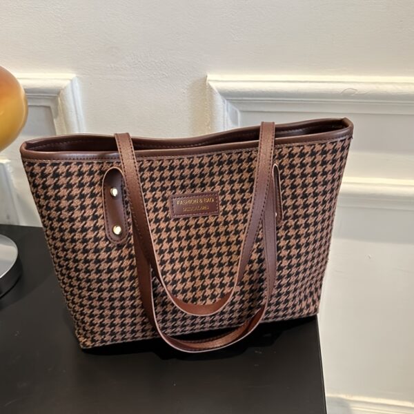 1 pc Women's Houndstooth Tote Bag - Image 8