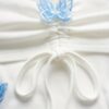 1pc Women'S White Off-Shoulder Flare Sleeve T-Shirt with Blue Butterfly Embellishments - Image 3