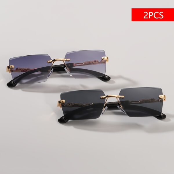 A pair of fashionable glasses with a retro style, featuring rimless leopard print temples and a compact trendy frame - Image 4