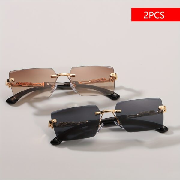 A pair of fashionable glasses with a retro style, featuring rimless leopard print temples and a compact trendy frame - Image 6