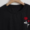 Women's Black Rose Print Cropped T-Shirt - Image 3