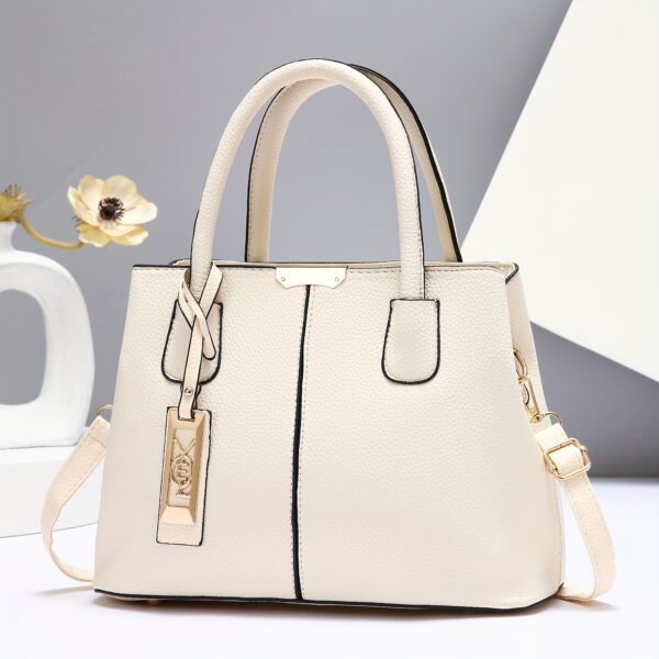 Large Capacity Gray PU Tote Bag - Image 17