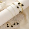 Lucky Clover Bracelet, Necklace, Earrings, Bracelet, Ring Five-piece Set - Image 2