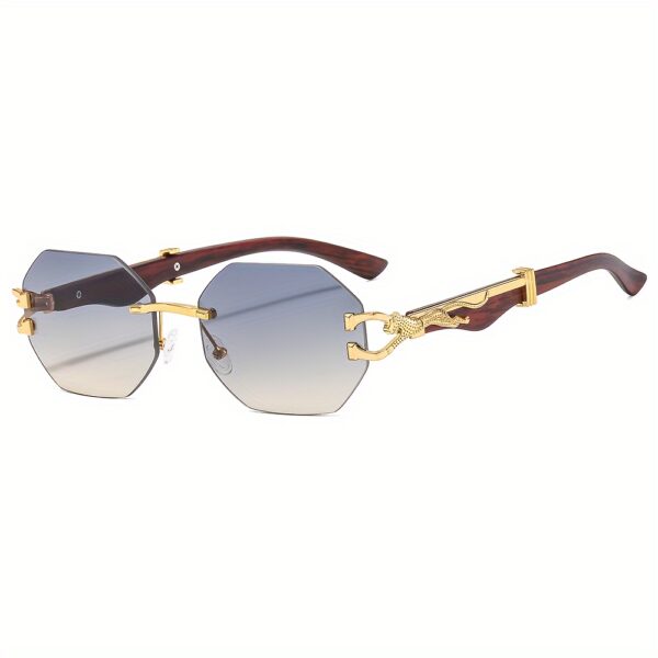 Stylish Retro Frameless Polygon Metal Frame With Leopard Print Design - Image 12