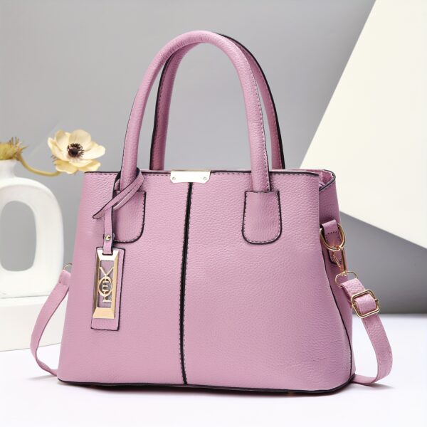 Large Capacity Gray PU Tote Bag - Image 18