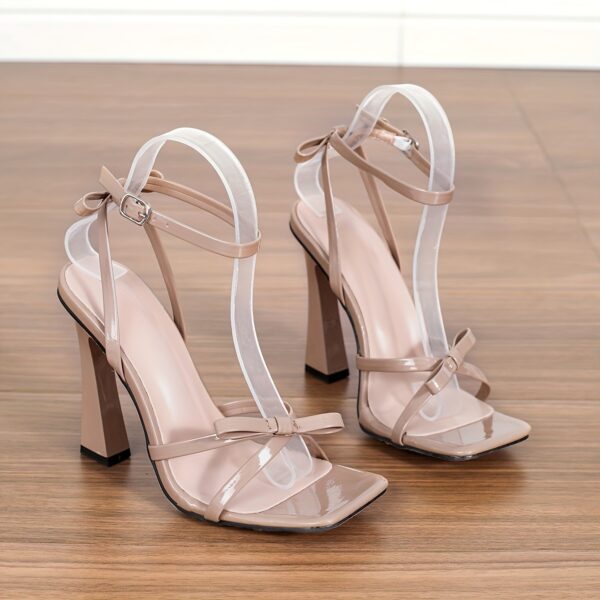 Women'S Stylish Black High-Heel Shoes with Bow Accents - Image 7