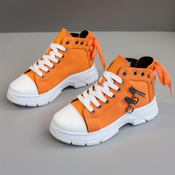Women'S Platform Sneakers, Zip Detail Lace Up High Top Shoes, Casual All-Match Sports Shoes Plus Size - Image 7