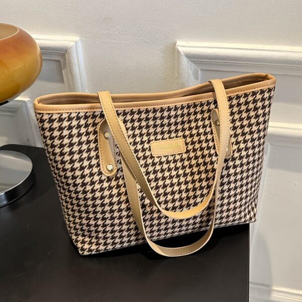 1 pc Women's Houndstooth Tote Bag - Image 6