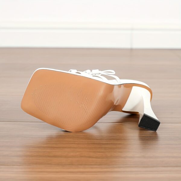 Elegant White Women'S Summer High Heel Sandals with Cross Bow Detail - Image 4