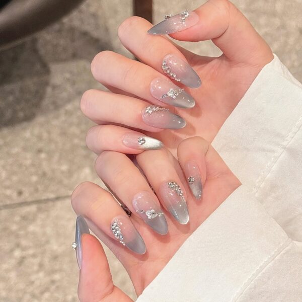 10pcs Luxury French Almond Shape Long Press On Nails - Image 2