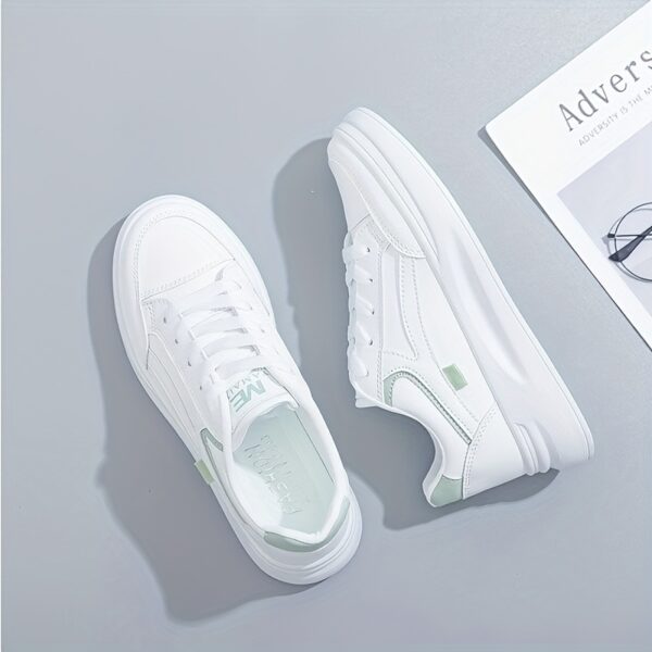 Women's White Low-Top Sneakers with Mint Green Accents - Image 7