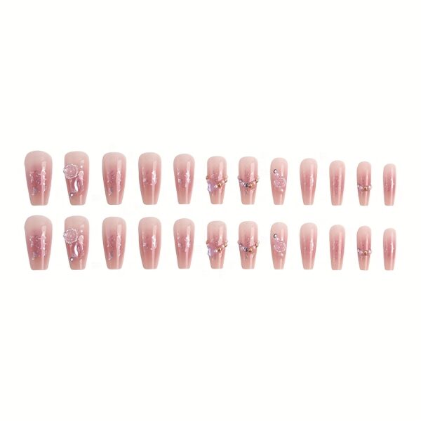 24pcs Medium-Length Camellia Rose Press-On Nail Set - Image 4