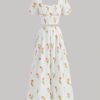 Romantic Casual Sweet Set with Tulip Print Lantern Sleeve Design and Skirt - Image 2