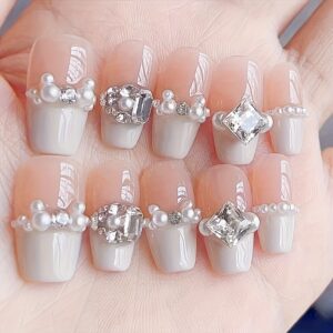 10pcs Handmade Medium-Length Trapezoid Press-On Nails