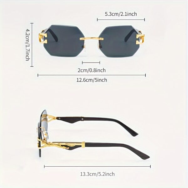 Stylish Retro Frameless Polygon Metal Frame With Leopard Print Design - Image 10