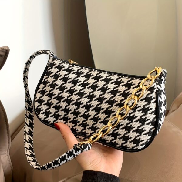Women's Fashion Houndstooth & Leopard Print Crossbody Bag