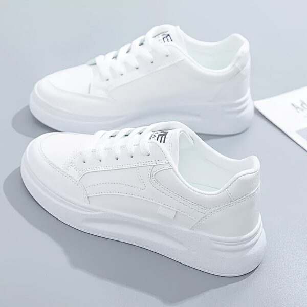 Women's White Low-Top Sneakers with Mint Green Accents - Image 5