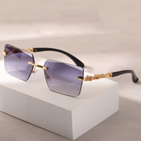 A pair of fashionable glasses with a retro style, featuring rimless leopard print temples and a compact trendy frame - Image 8