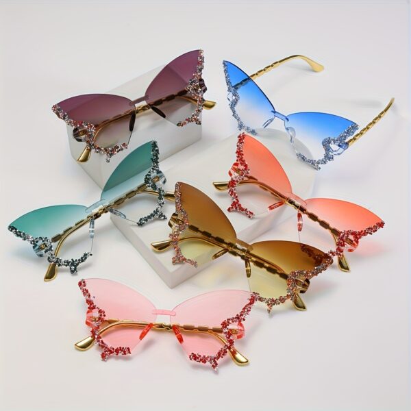 American Fashion Butterfly Shape Diamond Large Frame Retro Trend High-End Prom Catwalk Glasses - Image 12