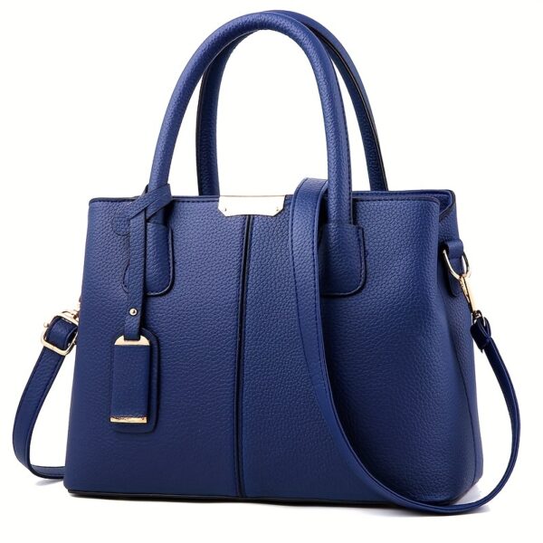 Large Capacity Gray PU Tote Bag - Image 9