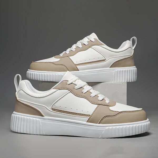 Classic White & Beige Low-Top Casual Sneakers - Image 7