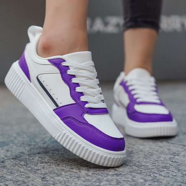 Pink & White Color-Block Casual Sneakers - Image 6
