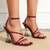 Transparent irregular high heels, square head crystal heel - Image 2