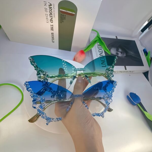 American Fashion Butterfly Shape Diamond Large Frame Retro Trend High-End Prom Catwalk Glasses - Image 16