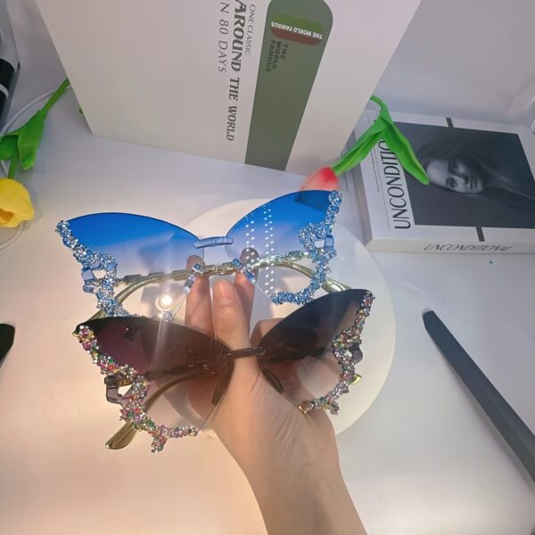 American Fashion Butterfly Shape Diamond Large Frame Retro Trend High-End Prom Catwalk Glasses - Image 9