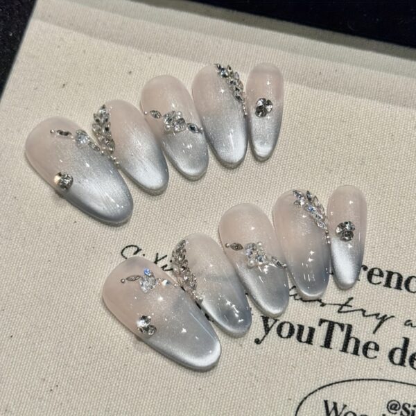 10pcs Luxury French Almond Shape Long Press On Nails