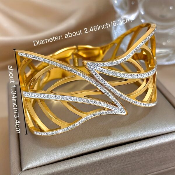Luxury 14K Gold Plated Stainless Steel Cuff Bracelet - Image 2
