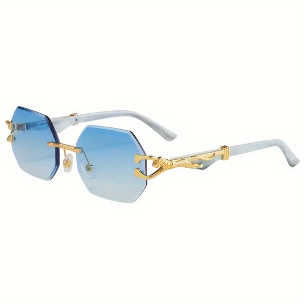Stylish Retro Frameless Polygon Metal Frame With Leopard Print Design - Image 11
