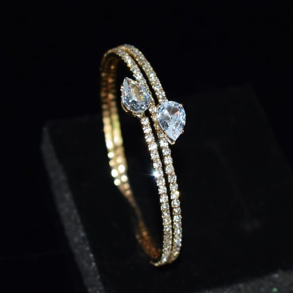 A Double-layer Water-drilled Water Drop Zirconia Open Bangle Suitable For Ladies To Wear - Image 5