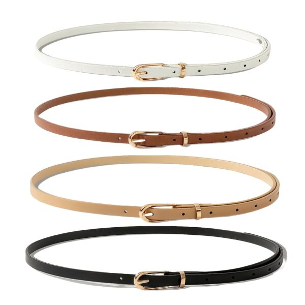 Women's tight-fitting belts, thin waistbands, metal buttons, pants, jeans, dresses - Image 2