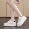Women's White Low-Top Lace-Up Casual Sneakers with Thick Cushioned TPU Sole - Image 7