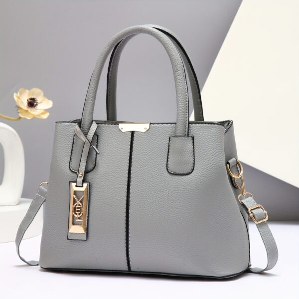 Large Capacity Gray PU Tote Bag - Image 14