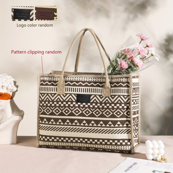 Vintage Bohemian Style Tote Bag for Women, Fashion Casual Large Capacity Handbag, Perfect for Shopping, Traveling And Daily Shoulder Bag - Image 5
