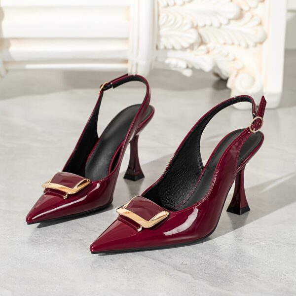 Women'S Elegant Pointed-Toe Stiletto Heel Sandals with Metal Buckle Ankle Strap - Image 11