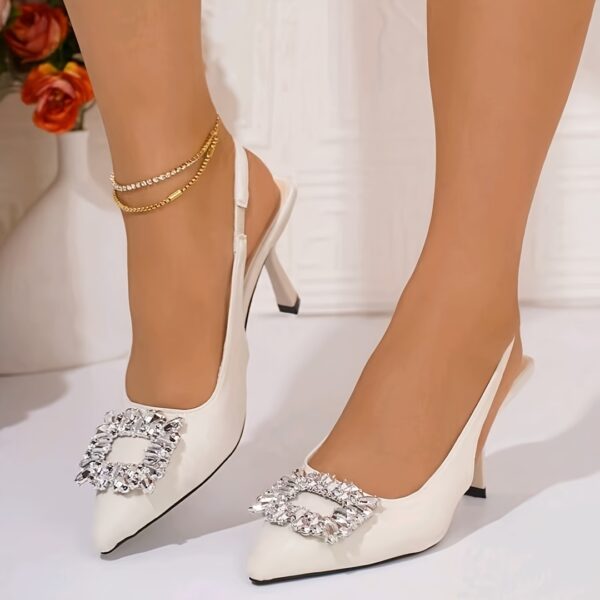 Elegant Women'S Pointed Toe Stiletto Heels with Rhinestone Buckle Strap