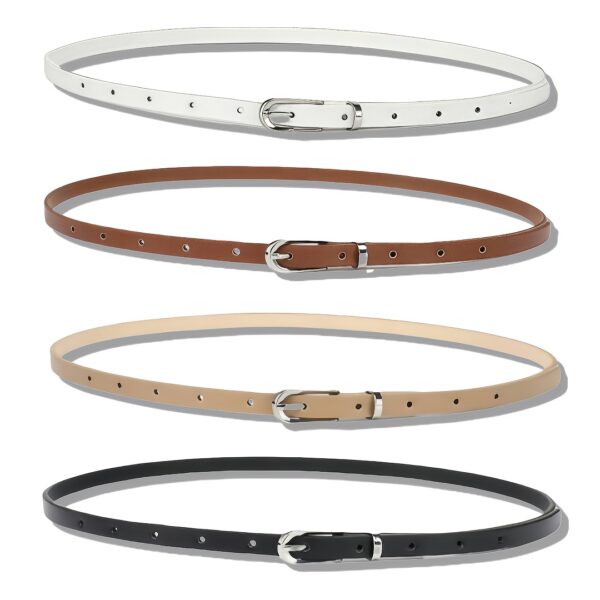 Women's tight-fitting belts, thin waistbands, metal buttons, pants, jeans, dresses - Image 3