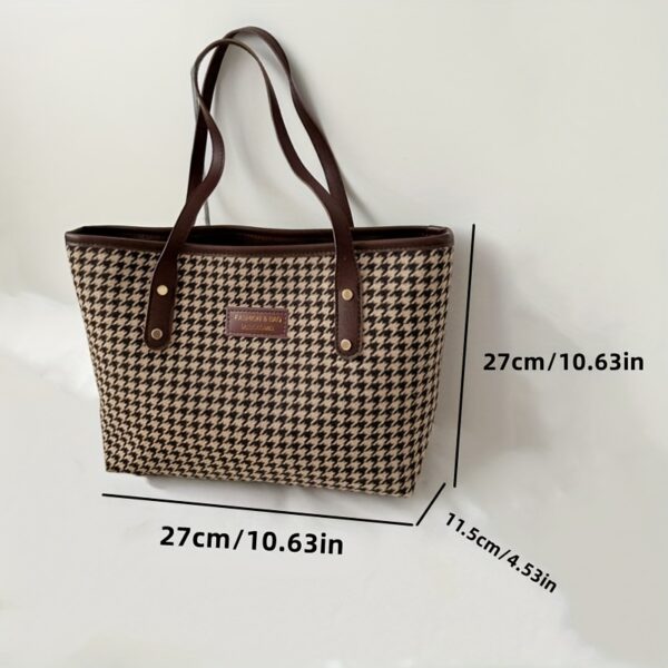 1 pc Women's Houndstooth Tote Bag - Image 3