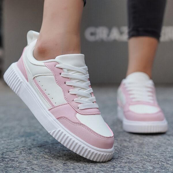 Pink & White Color-Block Casual Sneakers