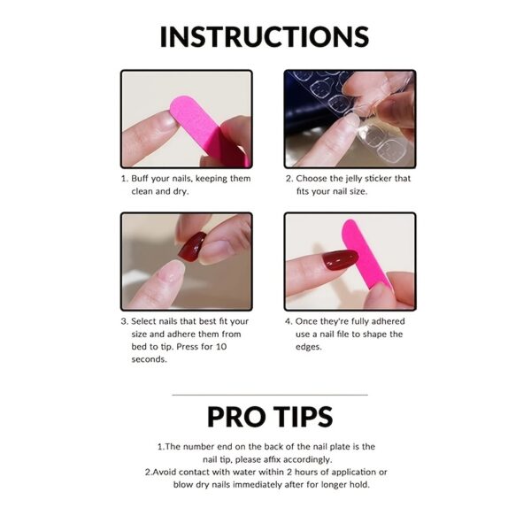 24pcs Medium-Length Camellia Rose Press-On Nail Set - Image 5
