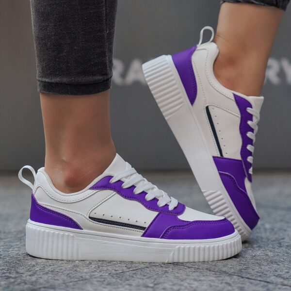 Pink & White Color-Block Casual Sneakers - Image 4