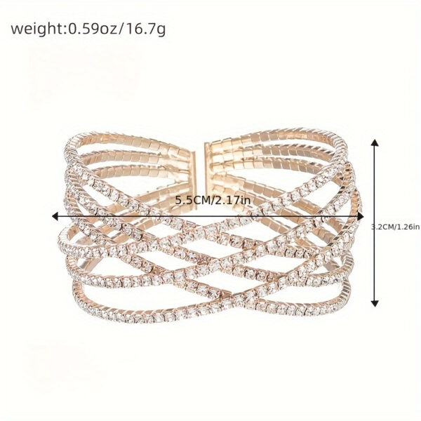Stylish Six-row Rhinestones Cuff Bracelet - Image 5