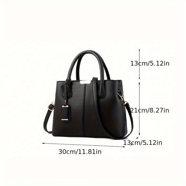 Large Capacity Gray PU Tote Bag - Image 3