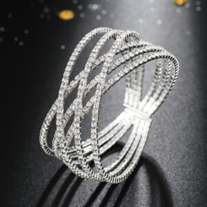 Stylish Six-row Rhinestones Cuff Bracelet