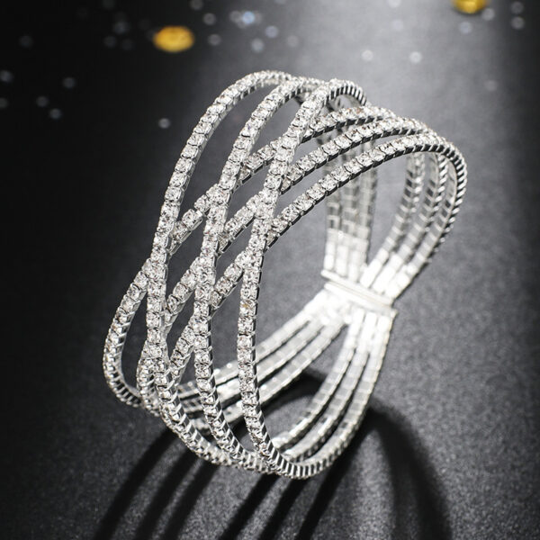Stylish Six-row Rhinestones Cuff Bracelet