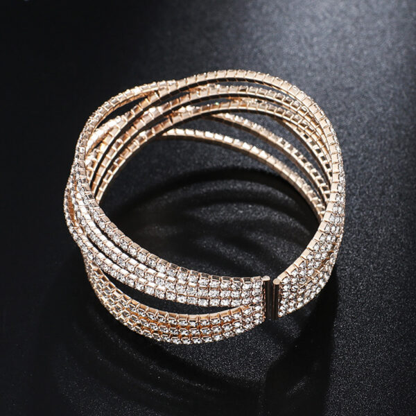 Stylish Six-row Rhinestones Cuff Bracelet - Image 2