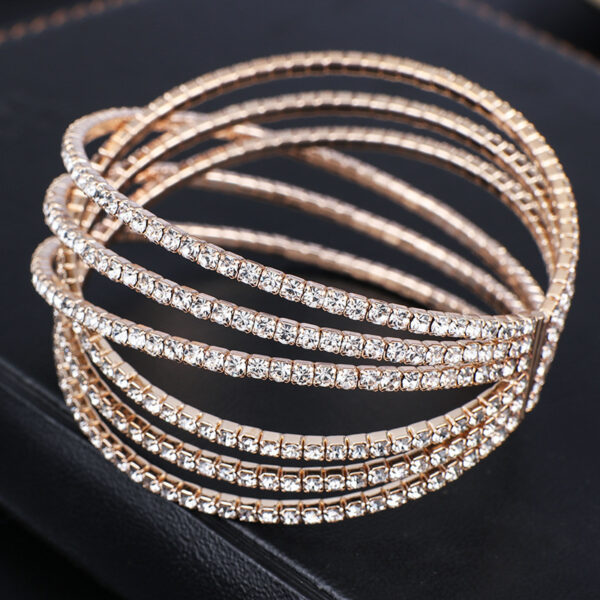 Stylish Six-row Rhinestones Cuff Bracelet - Image 6